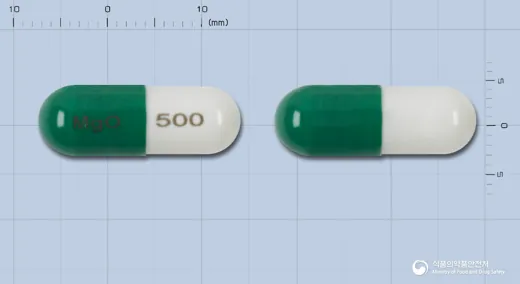 마그오캡슐500mg(산화마그네슘) · (주)한국파마 식별 참고 이미지