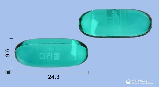 미리콜연질캡슐 · (주)알피바이오 식별 참고 이미지