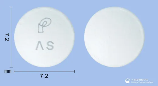 에이에스피장용정100mg(아스피린) · (주)파마킹 식별 참고 이미지