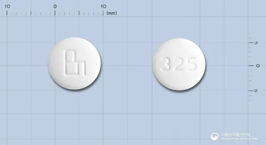 루트펜325밀리그램정(아세트아미노펜) · (주)바이넥스 식별 참고 이미지